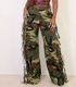 Women's 2026 Side Camo Fringe Pocket Button Cotton Cargo Pants