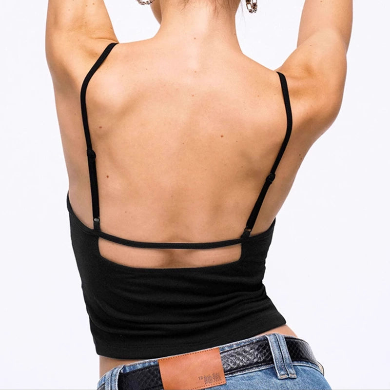 Women's Summer Cooling Ribbed Hollow-Out Elastic Backless Cami Tank Top
